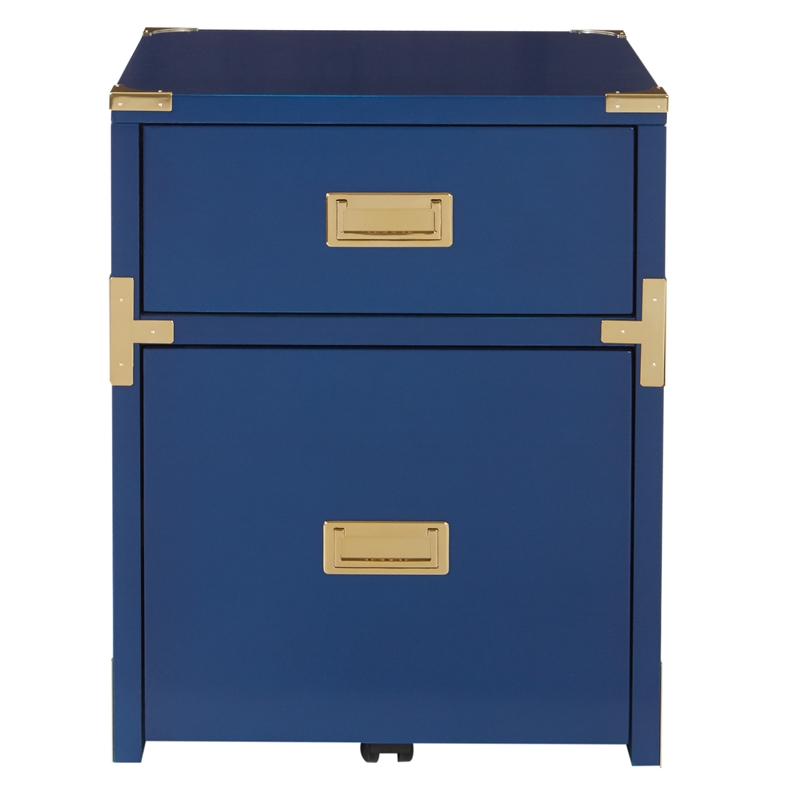 Pemberly Row 2 Drawer File Cabinet in Lapis Blue Fully Assembled
