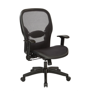 Pemberly Row Black Fabric Back & Seat Managers Chair w/ Adjustable Flip Arms