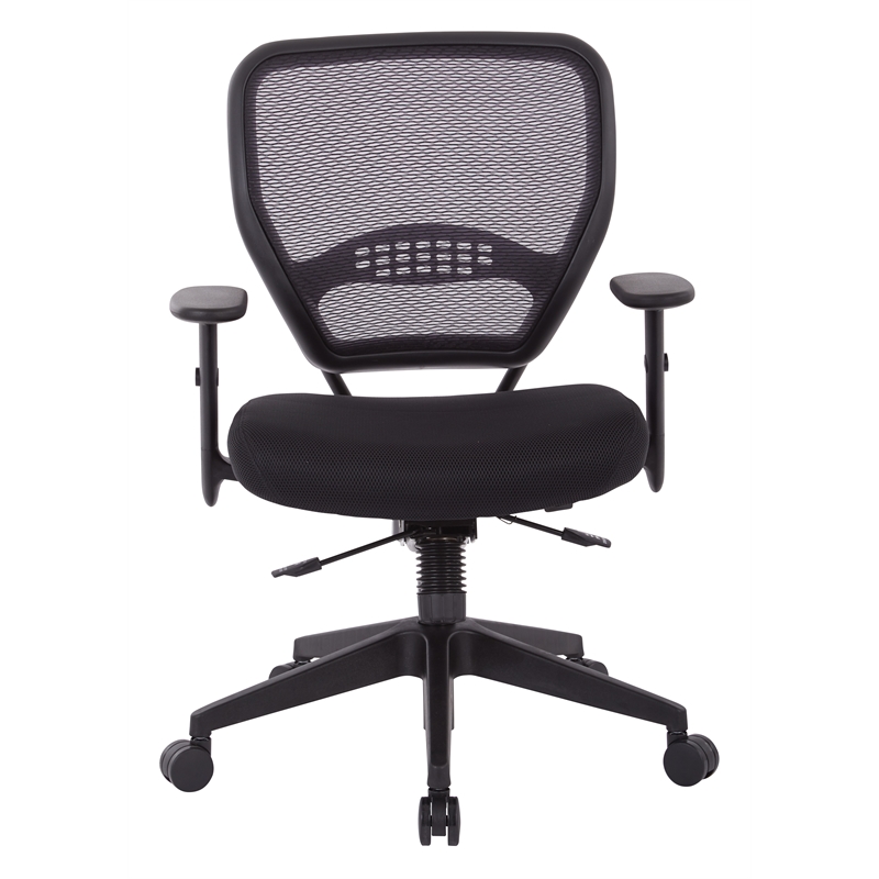 Pemberly Row Modern Air Grid and Mesh Office Chair in Black Fabric