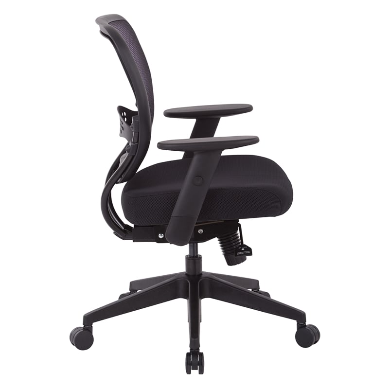 Pemberly Row Modern Air Grid and Mesh Office Chair in Black Fabric
