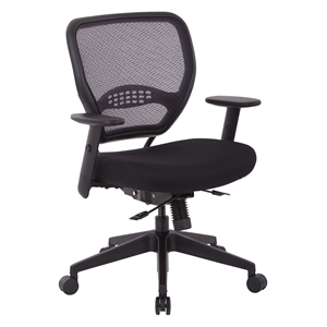 Pemberly Row Modern Air Grid and Mesh Office Chair in Black Fabric