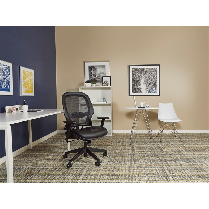 Pemberly Row Executive High Back Chair in Black Bonded Leather Seat