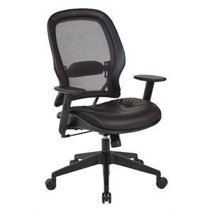 Pemberly Row Executive High Back Chair in Black Bonded Leather Seat