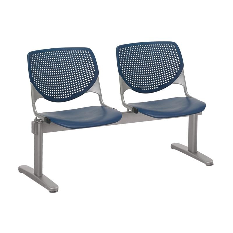 Pemberly Row Modern 2 Seats Reception Bench - Navy Seats & Back