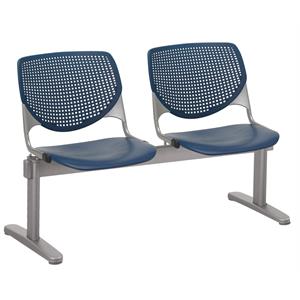 Pemberly Row Modern 2 Seats Reception Bench - Navy Seats & Back