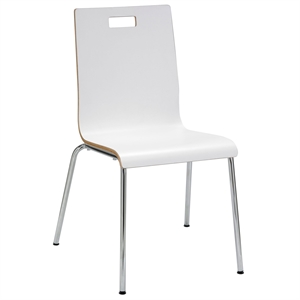 Pemberly Row Contemporary Laminate Cafe Chair - White Finish