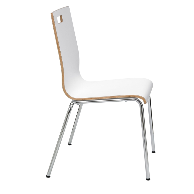 Pemberly Row Contemporary Laminate Cafe Chair - White Finish