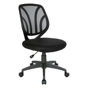 Pemberly Row Screen Back Armless Task Chair with Black Mesh Back and Fabric Seat