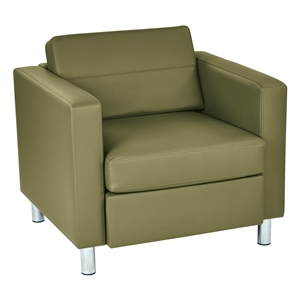 Pemberly Row Modern / Contemporary Armchair In Green Vinyl Fabric