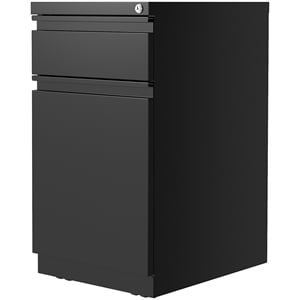 Pemberly Row 20&quotD Mobile Pedestal Filing Cabinet 2 Drawer in Metal Black