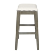 Pemberly Row Saddle Stool - Beige Linen Fabric & Antique Gray Base 2-Pack