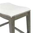 Pemberly Row Saddle Stool - Beige Linen Fabric & Antique Gray Base 2-Pack