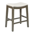 Pemberly Row Saddle Stool - Beige Linen Fabric & Antique Gray Base 2-Pack