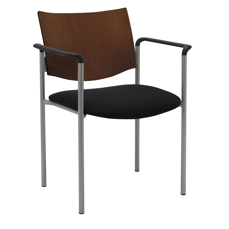 Pemberly Row Guest Chair - Arms - Black fabric - Chocolate Back