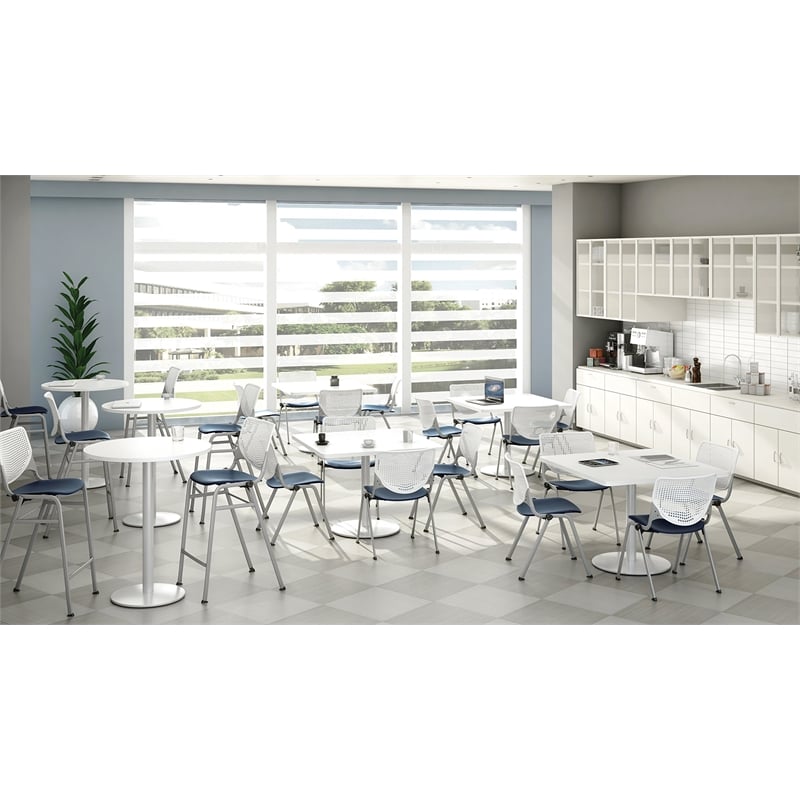 Pemberly Row Contemporary Stack Chair - White Back - Navy Seat