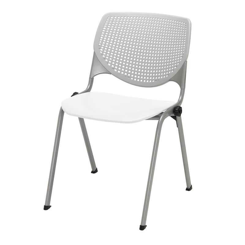 Pemberly Row Modern Stack Chair - Light Gray Back - White Seat