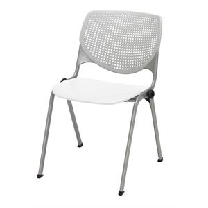 Pemberly Row Modern Stack Chair - Light Gray Back - White Seat