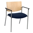 Pemberly Row Guest Chair - Arms - 400lb capacity - Navy fabric - Natural Back