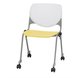 Pemberly Row Stack Chair - Casters - White Back - Yellow Seat