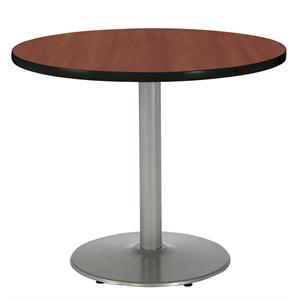 Pemberly Row Dark Mahogany 30in Breakroom Table with Round Silver Base