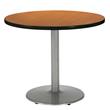 Pemberly Row Medium Oak 30in Breakroom Table with Round Silver Base