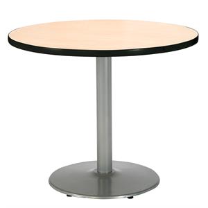 Pemberly Row Natural 36im Breakroom Table with Round Silver Base