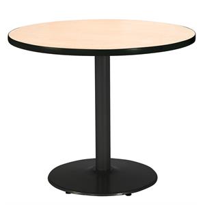 Pemberly Row 42&quot Round Breakroom Table with Natural Top Round Black Base