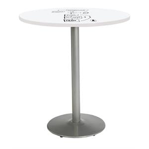 Pemberly Row 42&quot Bistro Table with Whiteboard Top Silver Rnd Base