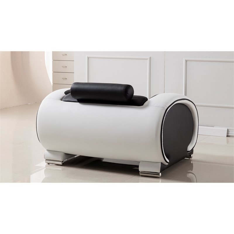 Pemberly Row 2 Tones Black and White Color With Faux Leather Loveseat