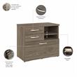 Pemberly Row Office Storage Cabinet with Drawers in Hickory - Engineered Wood