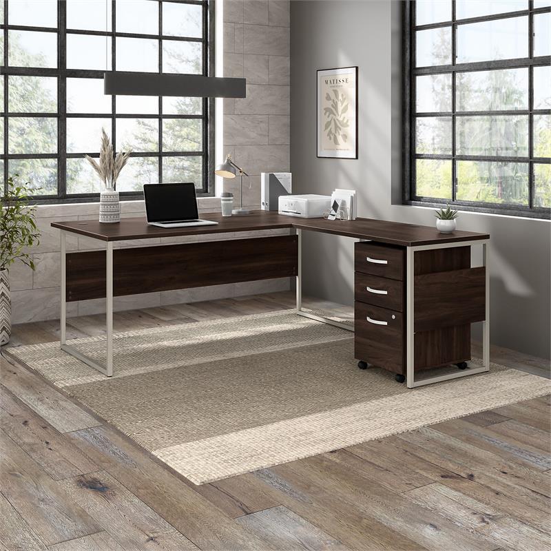 Pemberly Row 42W x 24D Desk Return/Bridge in Black Walnut - Engineered Wood