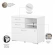 Pemberly Row Office Storage Cabinet with Drawers in White - Engineered Wood