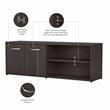 Pemberly Row Low Storage Cabinet with Doors in Storm Gray - Engineered Wood
