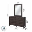 Pemberly Row 6 Drawer Dresser with Mirror in Charcoal Gray - Engineered Wood