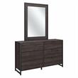 Pemberly Row 6 Drawer Dresser with Mirror in Charcoal Gray - Engineered Wood