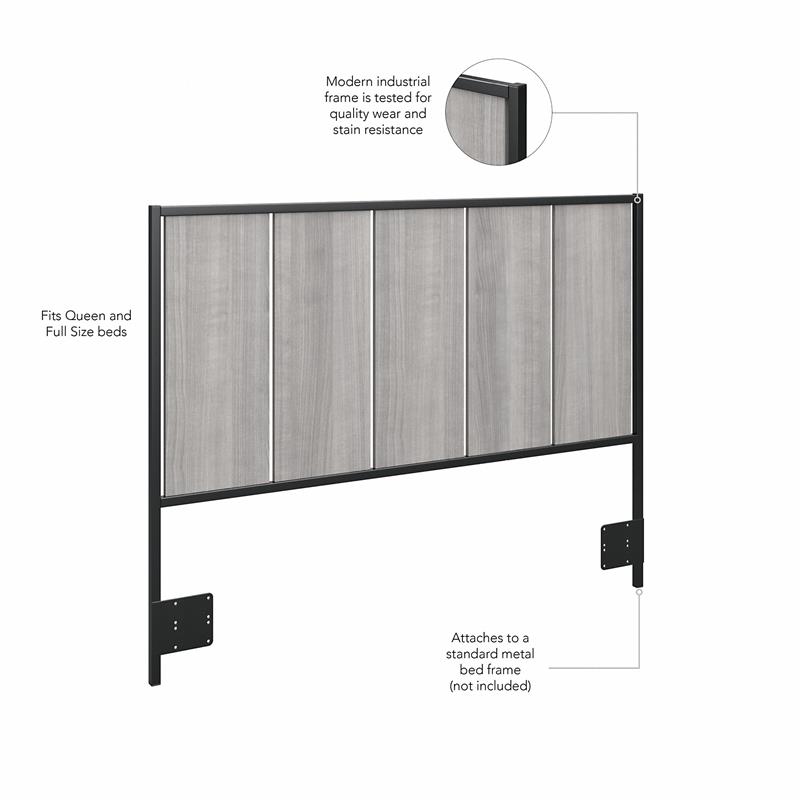 Pemberly Row Full/Queen Size Headboard in Platinum Gray - Engineered Wood