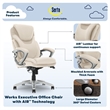 Pemberly Row Office Chair Patented AIR Lumbar Technology Bonded Leather Cream