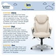 Pemberly Row Office Chair Patented AIR Lumbar Technology Bonded Leather Cream