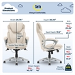Pemberly Row Office Chair Patented AIR Lumbar Technology Bonded Leather Cream
