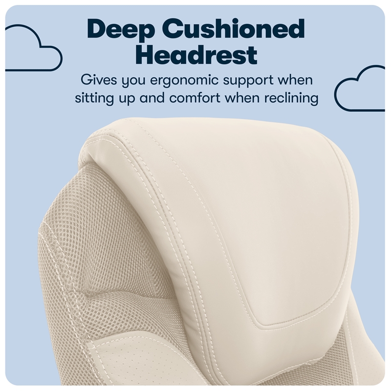 Pemberly Row Office Chair Patented AIR Lumbar Technology Bonded Leather Cream
