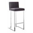 Pemberly Row Velvet Bar Stool Chair in Gray - Square Seat & Footrest & Backrest