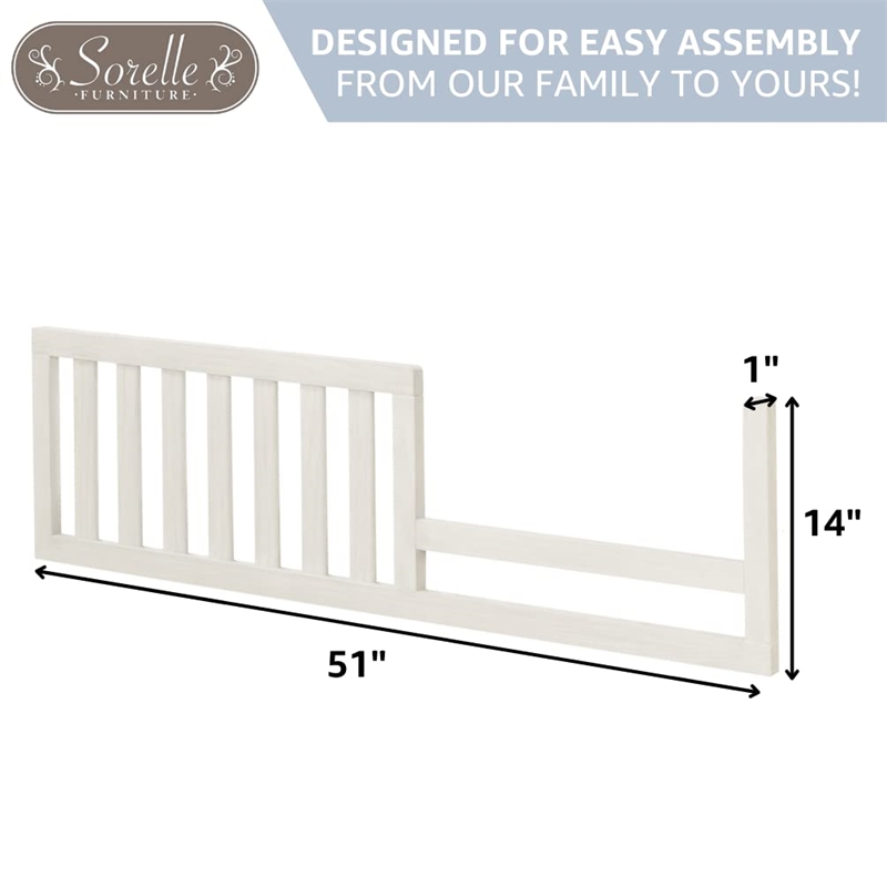 Pemberly Row Wood Toddler Guardrail Rail in Weathered White
