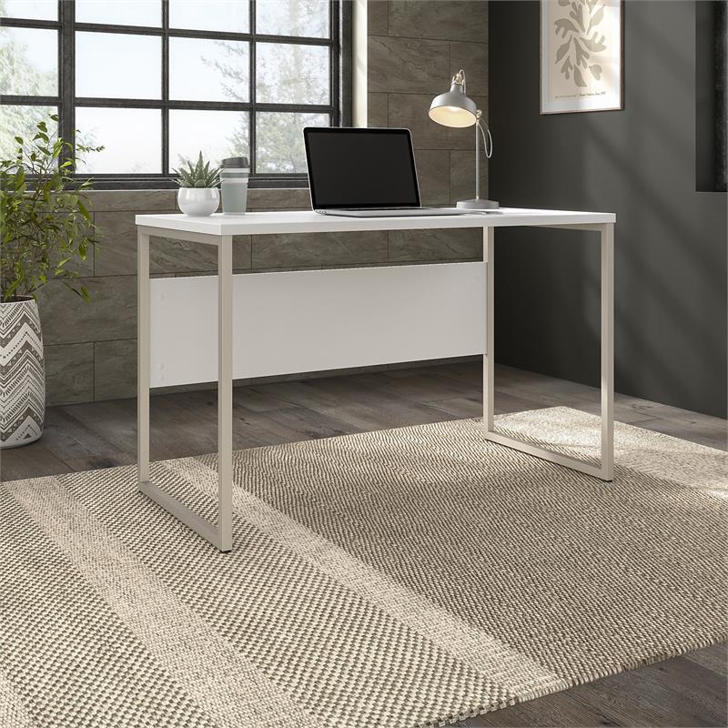 Pemberly Row 48W x 24D Computer Table Desk in White - Engineered Wood