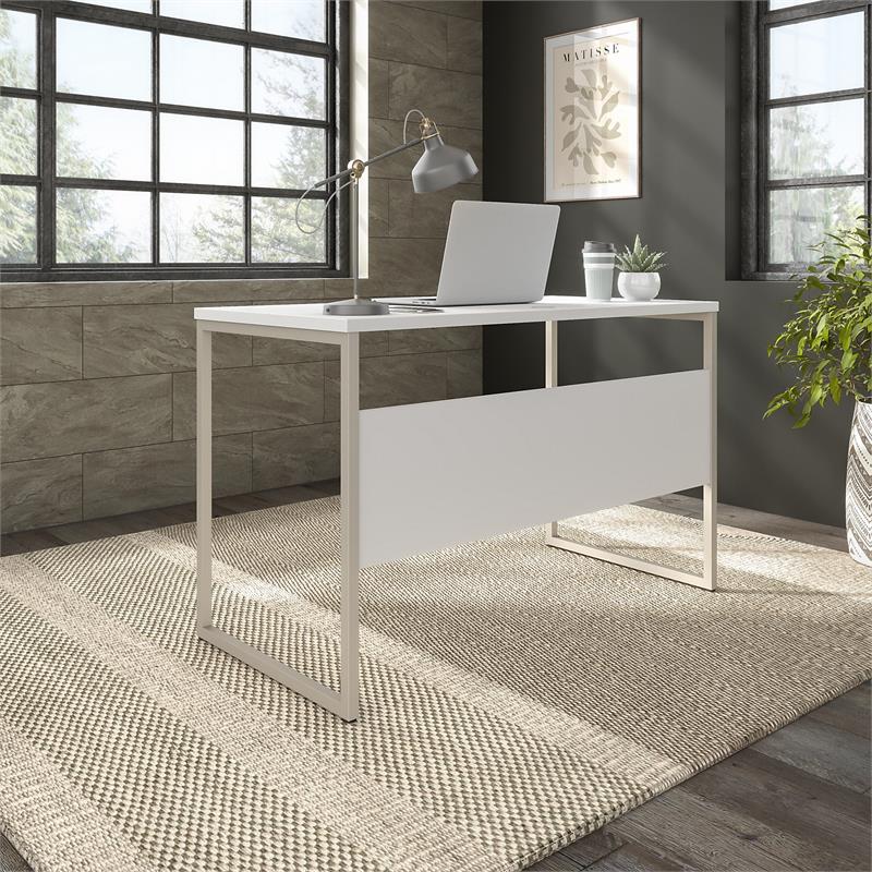 Pemberly Row 48W x 24D Computer Table Desk in White - Engineered Wood