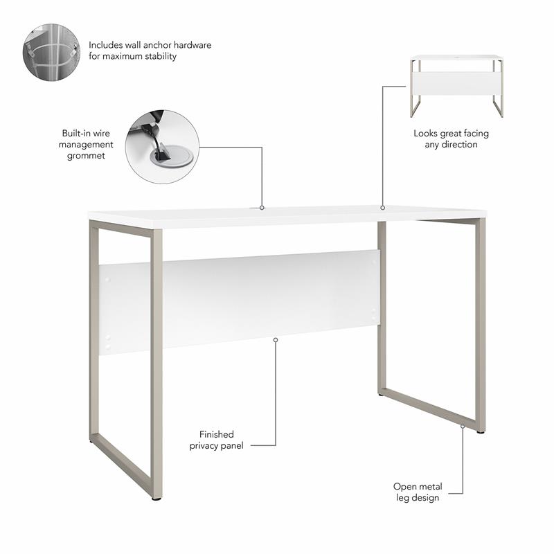 Pemberly Row 48W x 24D Computer Table Desk in White - Engineered Wood