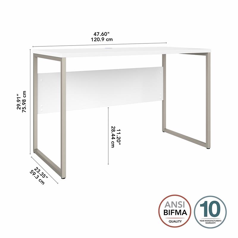 Pemberly Row 48W x 24D Computer Table Desk in White - Engineered Wood