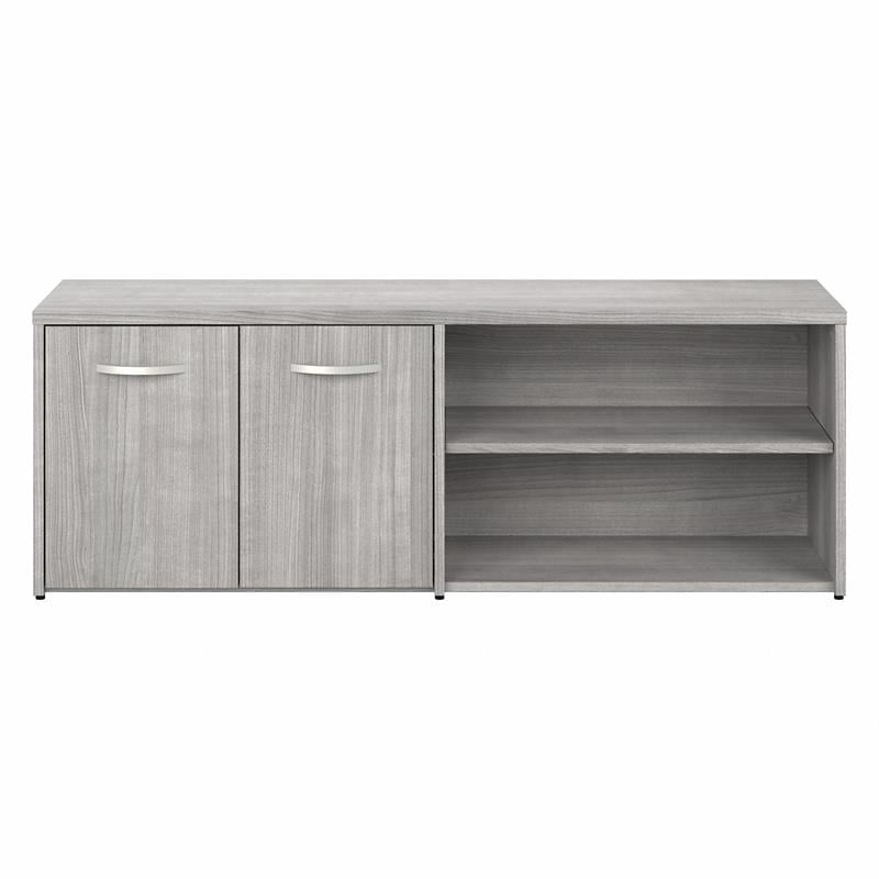 Pemberly Row Low Storage Cabinet with Doors in Platinum Gray - Engineered Wood