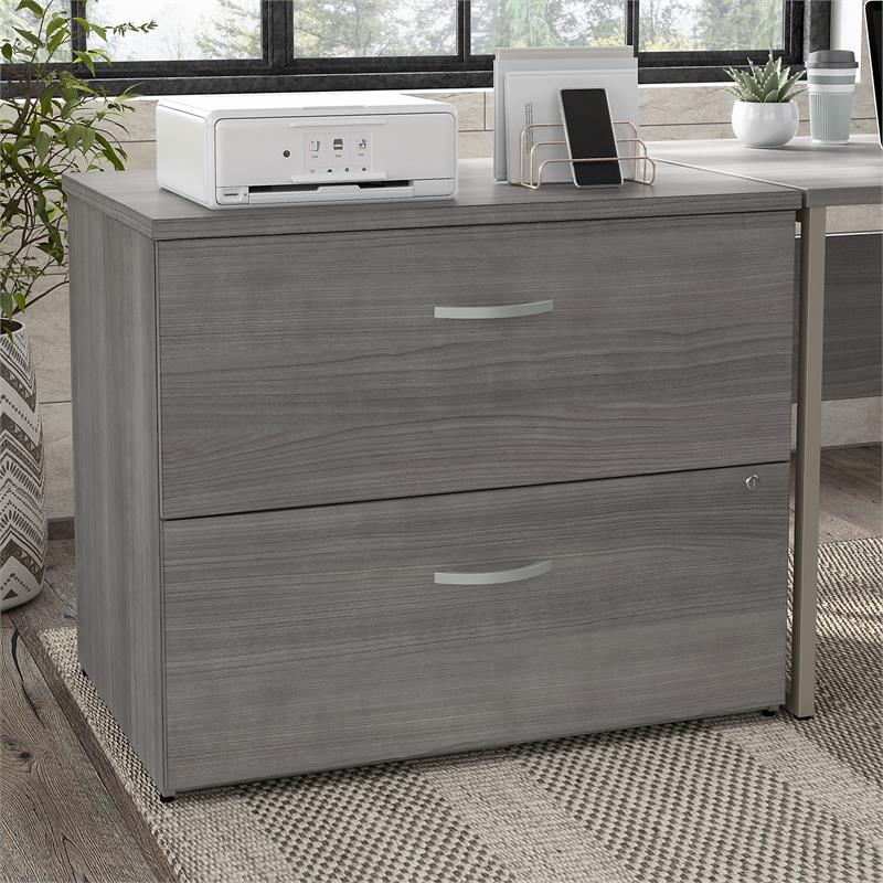 Pemberly Row 2 Drawer Lateral File Cabinet in Platinum Gray - Engineered Wood