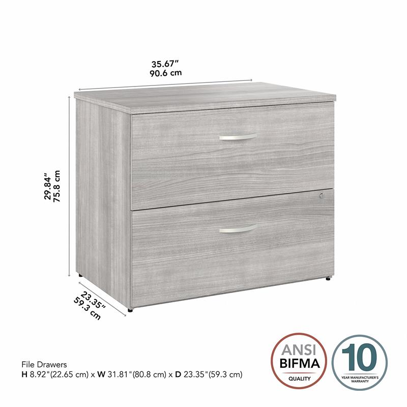 Pemberly Row 2 Drawer Lateral File Cabinet in Platinum Gray - Engineered Wood