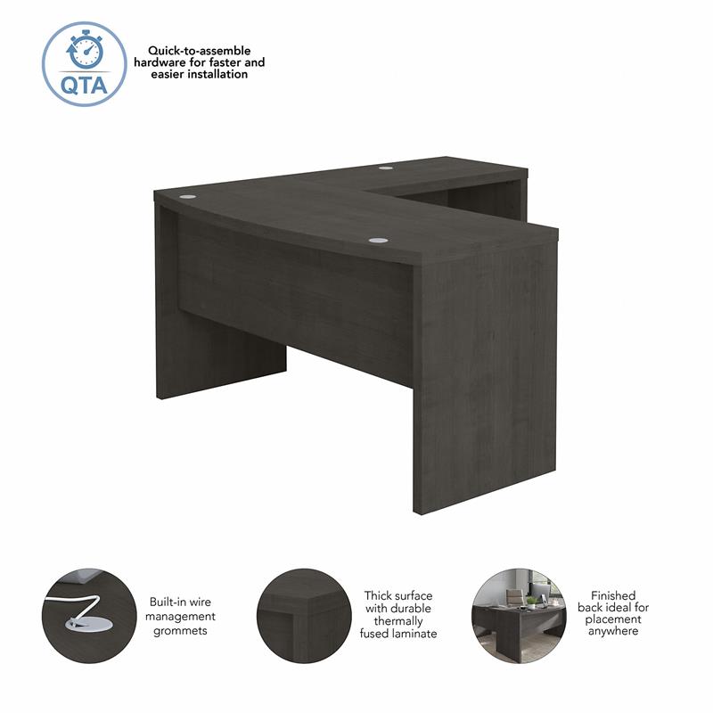 Pemberly Row L Shaped Bow Front Desk in Charcoal Maple - Engineered Wood